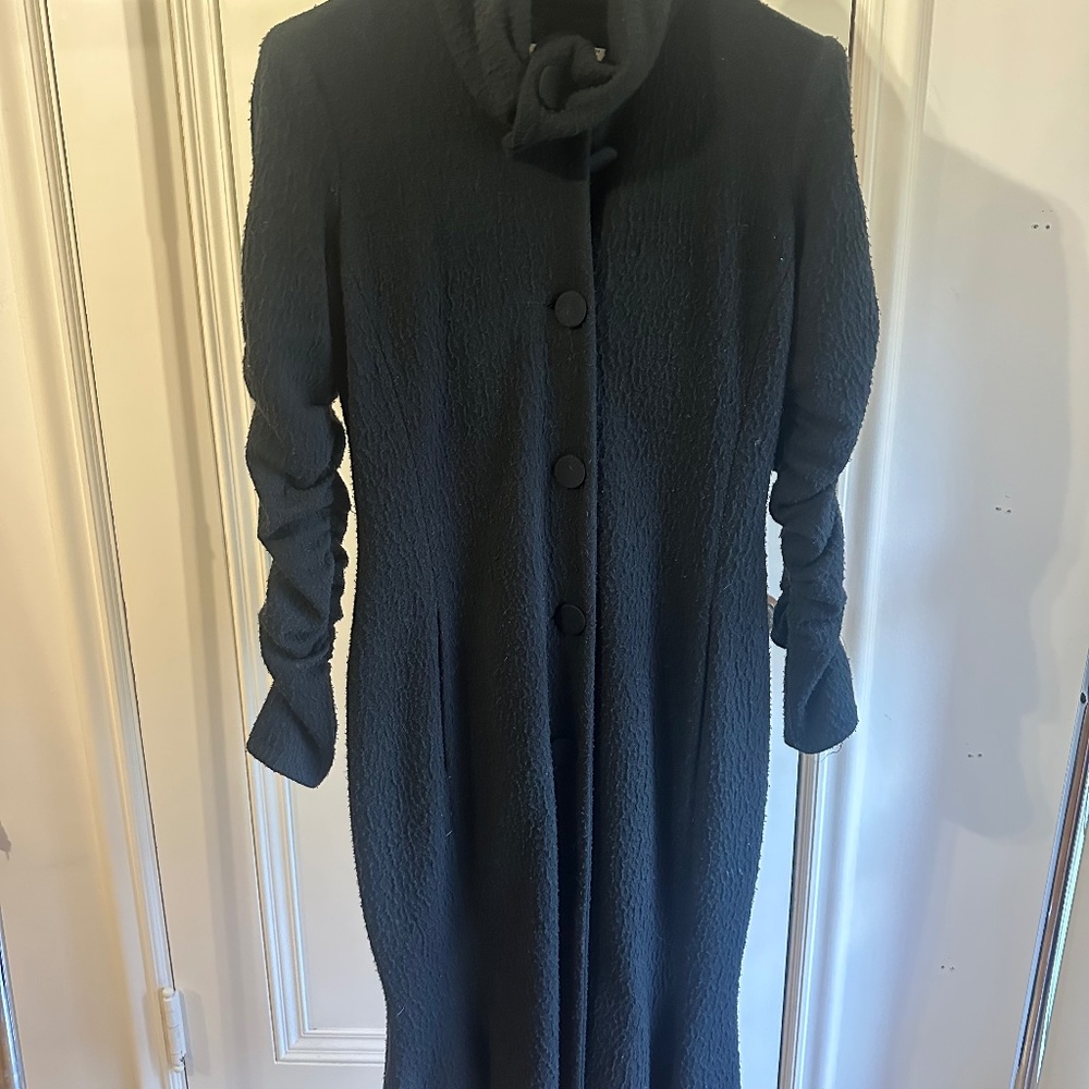 Emporio Armani lightweight black rouched turtleneck jacket